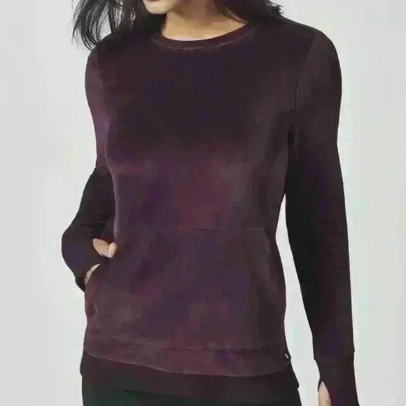 Fabletics Liane Long Sleeve Velour Sweatshirt Pullover Purple Crew Neck Size S - Picture 7 of 7